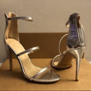 Sexy silver high strappy Heels. 4 1/2 inch heel